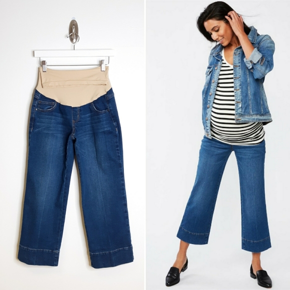 A Pea in the Pod Denim - LED | Secret Fit Belly Cropped Wide Leg Maternity Jeans